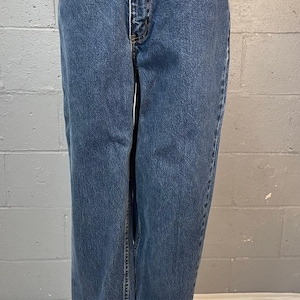 1990年代のヴィンテージ ハイウエスト ダークウォッシュ ジーンズ LAブルース 10 ロング スリムフィット