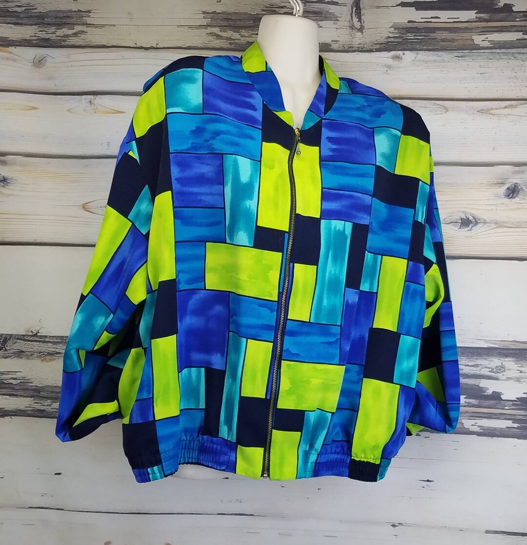 Vintage 80s Color Block Windbreaker: Kensington Square Geometric