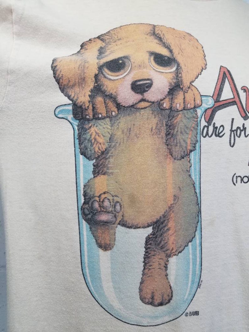 Vintage 70s Animal Rights T-Shirt Against Animal Testing Vegan Animal Activist  Cruelty Free Make Up Artist Ethical