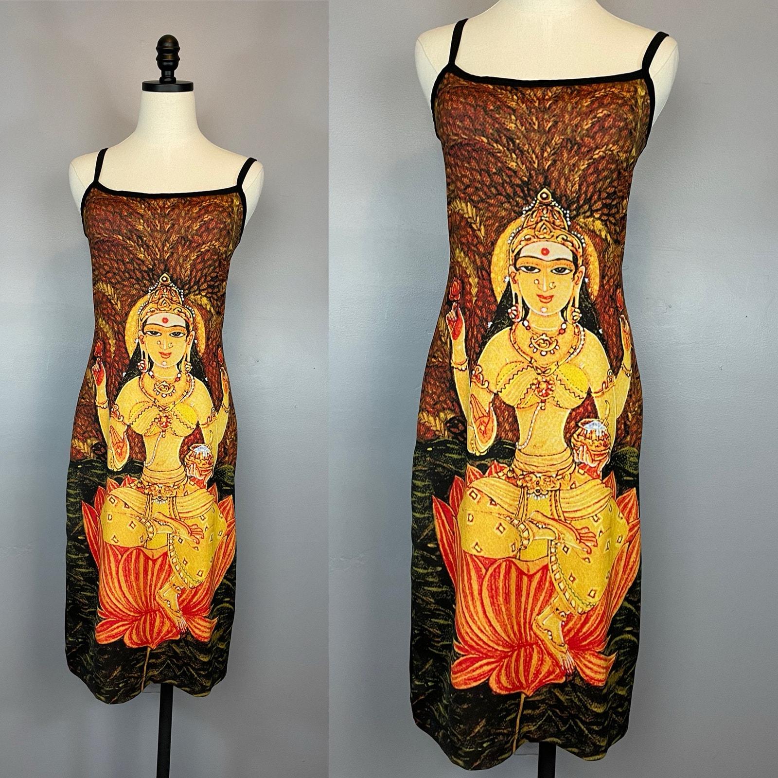 Vintage 1990s Rare HTF Rampage Lakshmi Goddess Dress Buddhist Rave