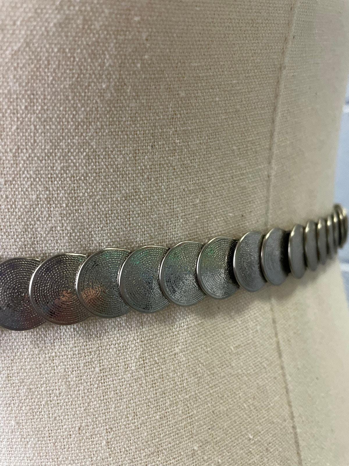 Vintage Coin Concho Belt Stretch Large Buckle Silver Art Deco Coin Silver Concho Belts - Etsy main image 3