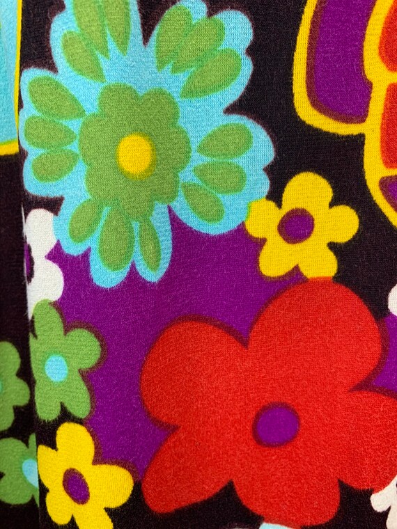 Vintage 1960s Flower Power Psychedelic Maxi Dress… - image 9