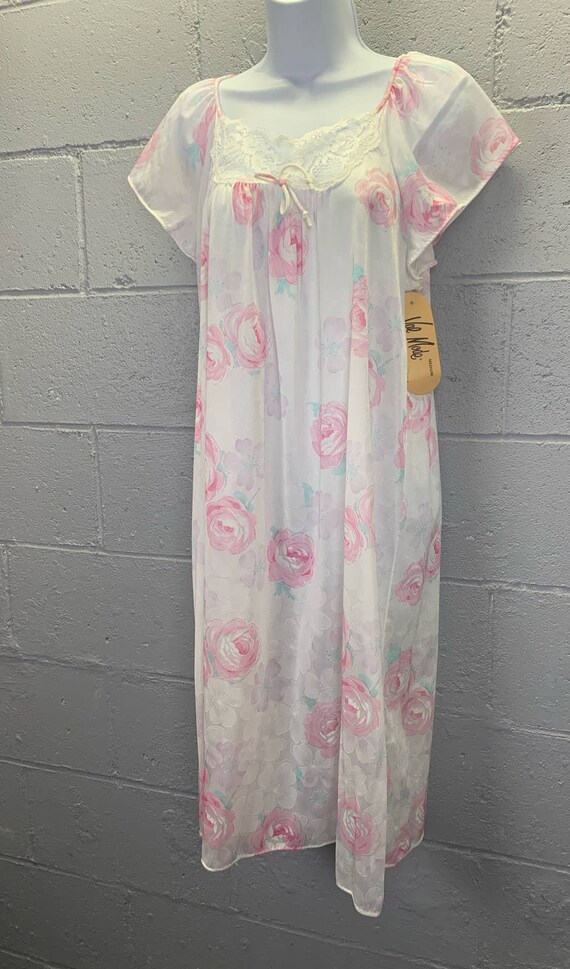 Vintage Deadstock Valmode Nylon Nightgown Floral … - image 3