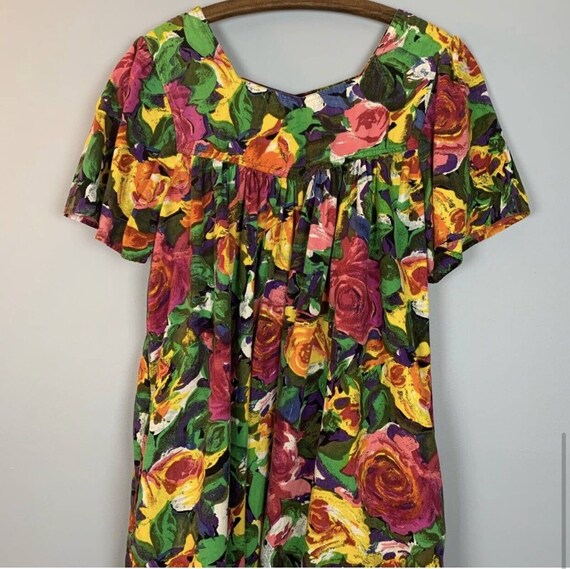 VTG Cotton Floral Roses Muumuu Kaftan Dress by Si… - image 7