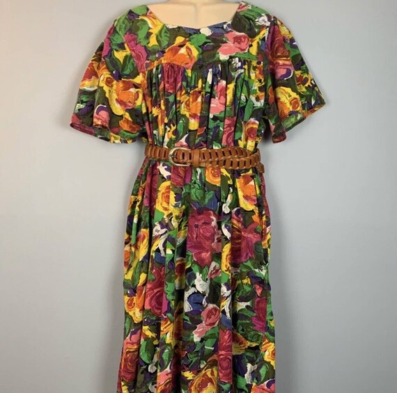 VTG Cotton Floral Roses Muumuu Kaftan Dress by Si… - image 2