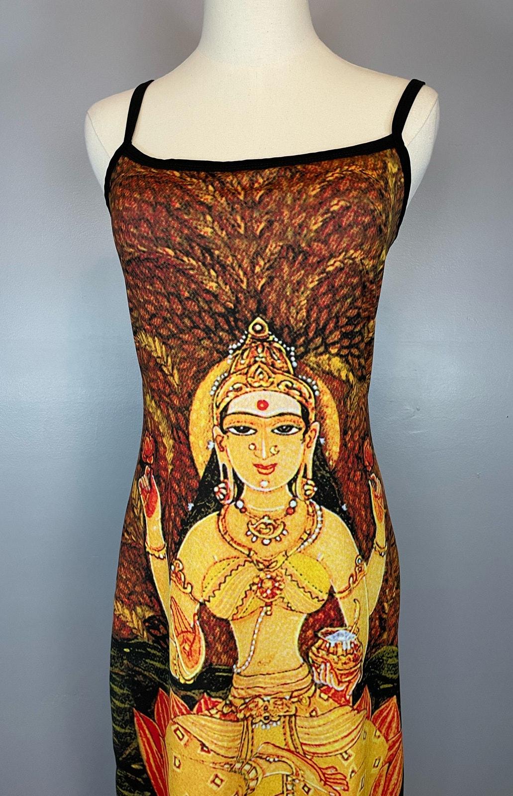 Vintage 1990s Rare HTF Rampage Lakshmi Goddess Dress Buddhist Rave