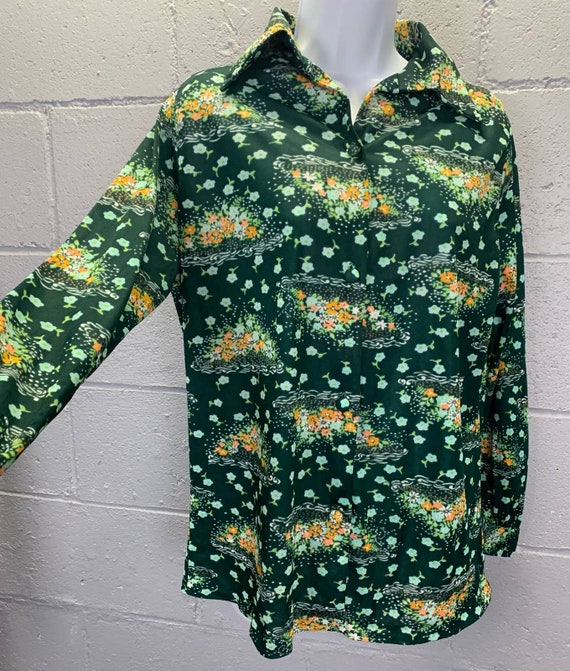 70s french floral knit disco blouse main image 1