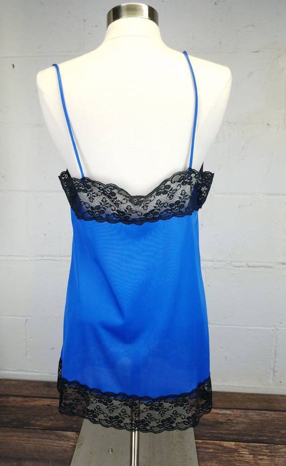 Vintage Sheer Sapphire Blue Nylon Peignoir Set Wi… - image 6