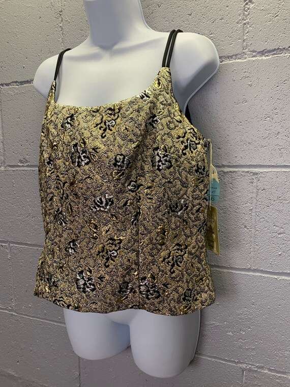 Vintage1950s Deadstock Brocade Sleeveless Cropped… - image 10