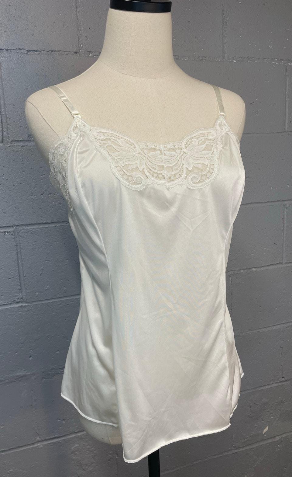 Vintage 1980s Wonder Maid White Nylon Camisole Lingerie Top W