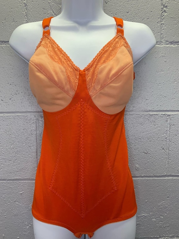 Vintage Hand Dyed Orange Bodysuit Vintage Lingeri… - image 1