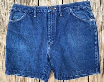 Vintage 1970s Rustler Cutoff Jean Shorts Dark Wash Denim Size 38 Vintage Denim High Waist Boot Zipper High Waist