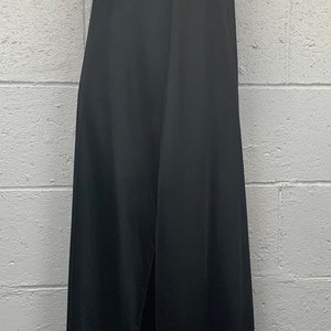Vintage 1980s Black Nylon Nightgown Maxi Gown W/ Lace Bust Taryn ...
