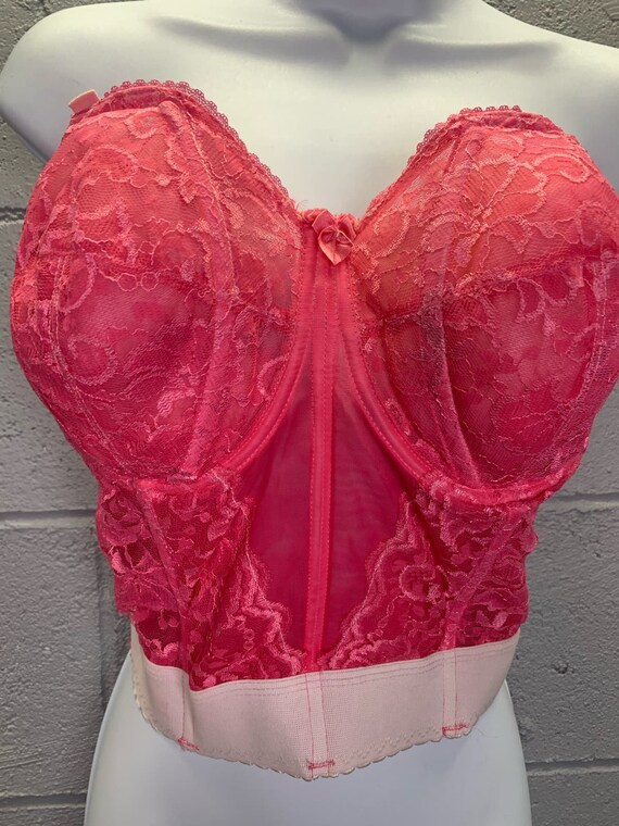 Vintage Hand Dyed Hot Pink Fuschia Lace Corset St… - image 9