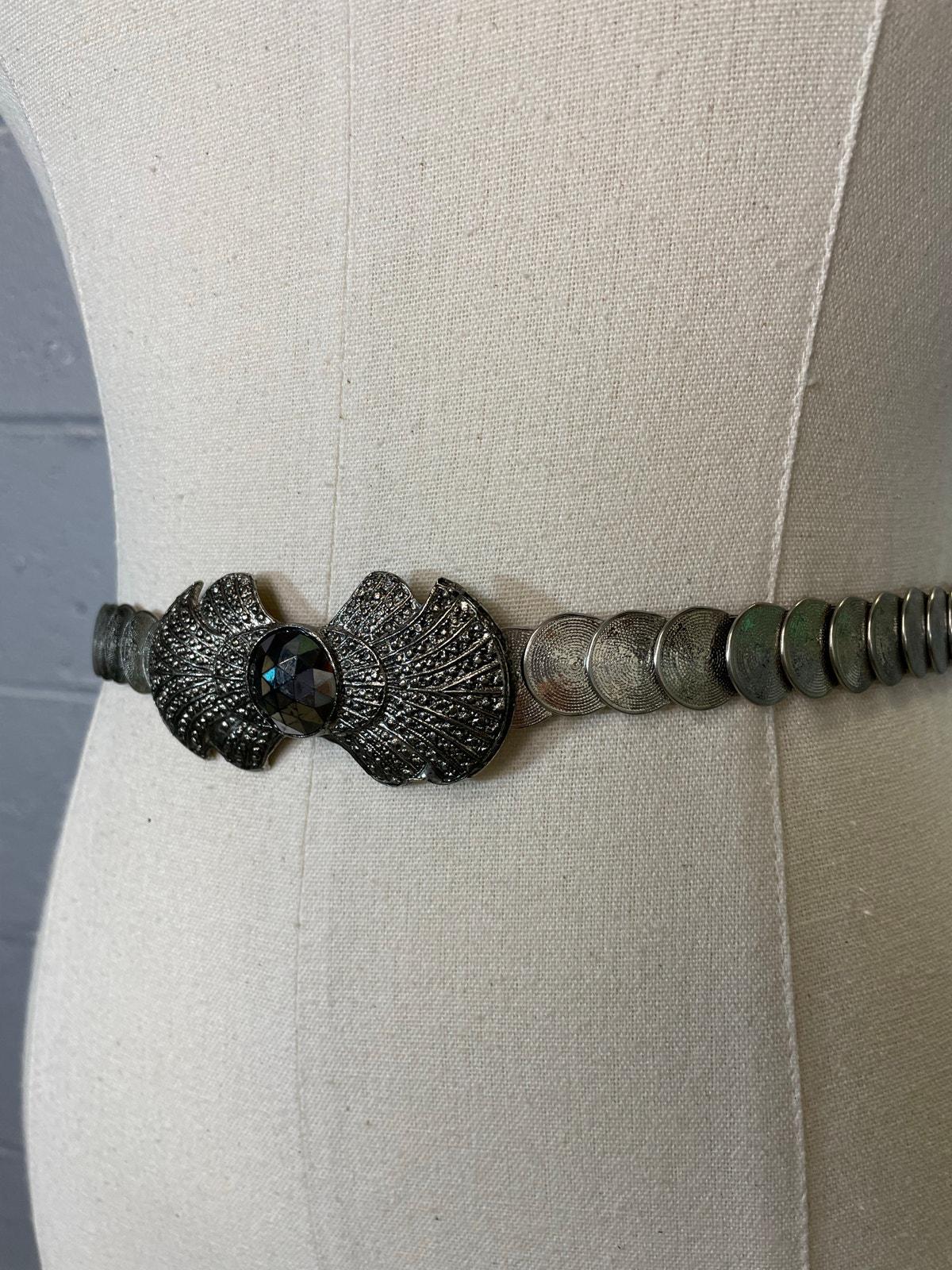 Vintage Coin Concho Belt Stretch Large Buckle Silver Art Deco Coin Silver Concho Belts - Etsy main image 4