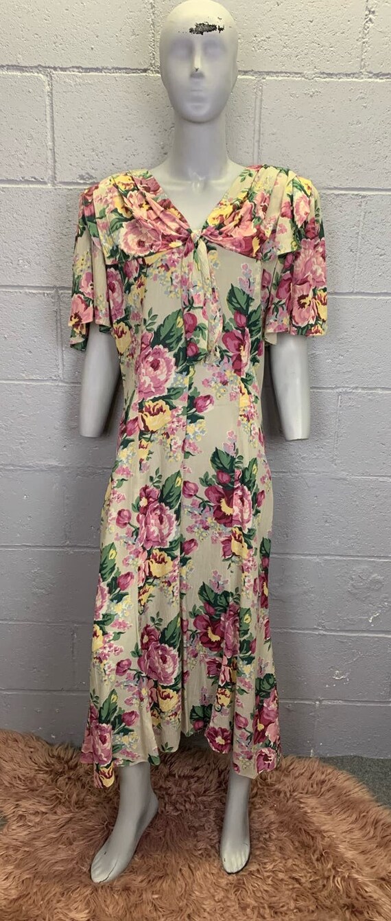 Vintage 1980s Floral Garden Party Maxi Dress Flut… - image 10
