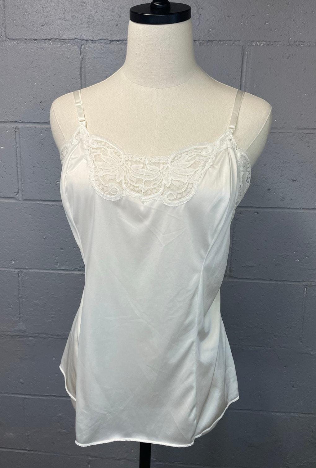 Vintage 1980s Wonder Maid White Nylon Camisole Lingerie Top W