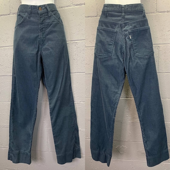 Vintage 1970s White Tab Levi’s Slate Blue Corduro… - image 1