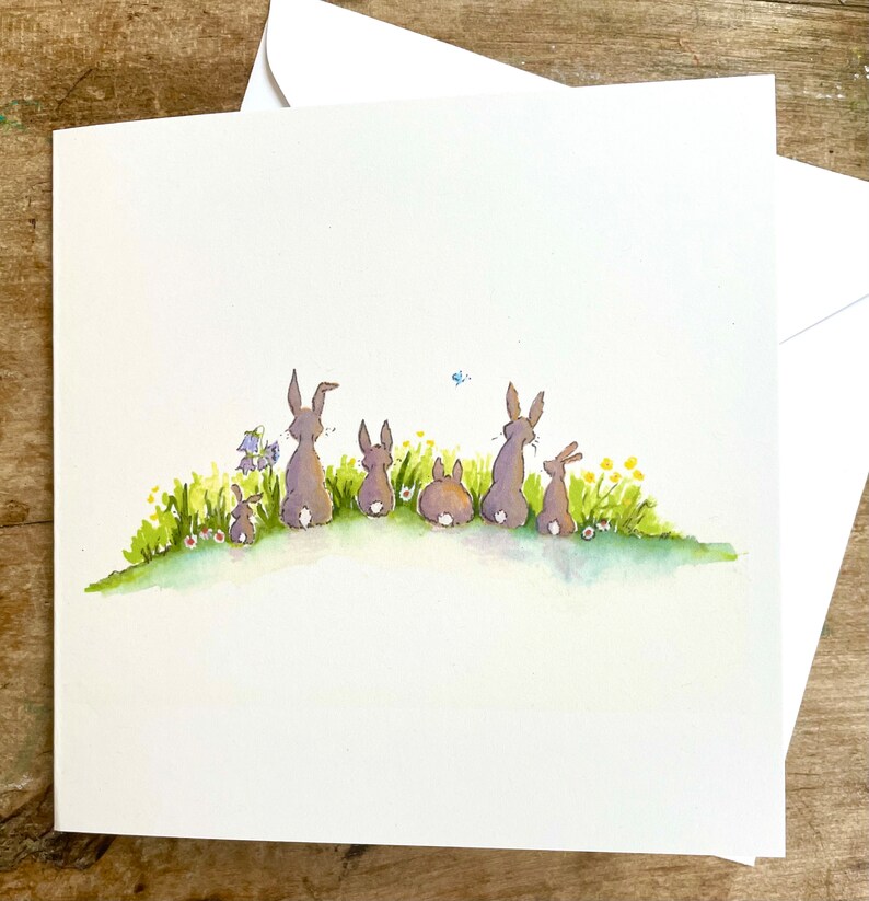 Love is all you need Pack of 5 Bunny Rabbit Greetings Cards same design.Only from Honeysuckle Harebell. image 2