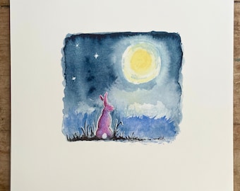 Dreaming Print -Taken from the original watercolour illustration. Print only. Size 8"x8".