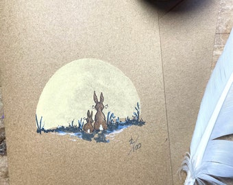 Make a wish - Limited Edition Hand painted Bunny Rabbit/Hare Greetings Card. Hand Painted & signed by the artist.