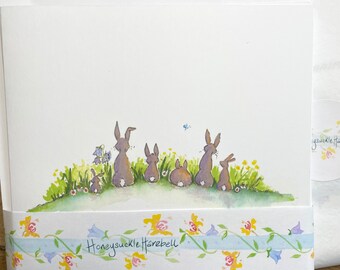 Love is all you need~  Pack of 5 Bunny Rabbit Greetings Cards (same design).Only from Honeysuckle Harebell.