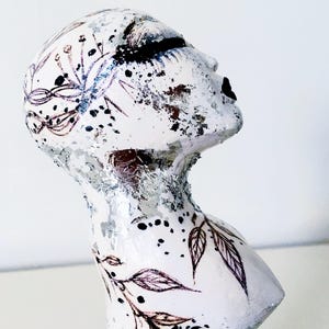 Handmade Original Silver Statue, Art Doll Figurine, Sparkling art, Woman figurine, Woman Sculpture, tall sculpture, art object, dark art