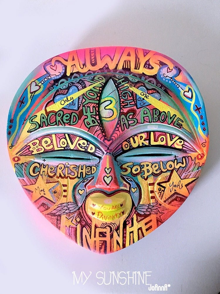 FACE SCULPTURE, ART Mask, Graffiti Tiki Mask, Art Mask, Wall Hanging, Wooden Mask, Graffiti Art