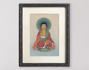 Buddha Wall Art Print, Eclectic Decor, Buddha in Lotus, Fine Art Print, Buddha Art Print, Meditating Buddha, Lotus Flower Art Print