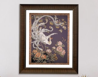 Phoenix, Japanese Art Print, Eclectic Wall Art, Art Print Japanese, Vintage Bird Art Print, Boho Wall Art, White Phoenix, Ho-o