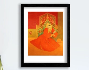 Abdur Rahman Chughtai, Mughal Harem, Eclectic Decor, Mughal Princess, Mughal Art, Pakistani Art, Mughal Prints, Female, Art Nouveau