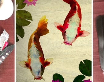 Koi Fish Art Print - Japanese Print, Eclectic Decor, Nature Lovers, Koi Pond, Goldfish