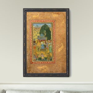 Solomon Enthroned - Eclectic Decor, Mughal Art Digital Print, Sufi Art, Indian Painting, Islamic Wall Art, Persian Miniature