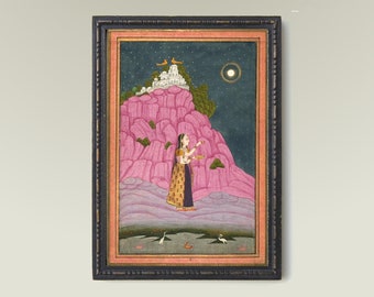 Ritual Under the Full Moon - Eclectic Wall Art, Traditional Artwork, Vintage Indian, Boho Music Wall Art