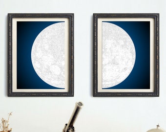 Moon Print Vintage, Eclectic Wall Art, Moon Map Art, Vintage Moon Print, Half Moon Print, Astronomy Wall Art Print, Moon Map, Goodacre