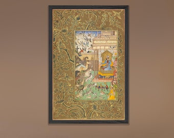 Solomon Seeks Advice From Animals - Eclectic Decor, Mughal Art Print, Sufi Art, Indian Painting, Islamic Wall Art, Persian Miniature