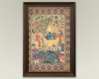 The Assembly of Solomon and Sheba, Eclectic Decor, Mughal Art Digital Print, Sufi Art, Indian Painting, Islamic Wall Art, Persian Miniature