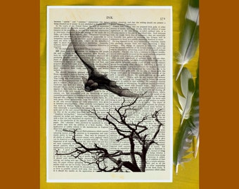 Gotische vleermuizen, gotische print, eclectische muurkunst, maan, vleermuiskunst, gotisch, iconische vampier, cadeaus voor Goten, woordenboekafdruk, boekpaginakunst