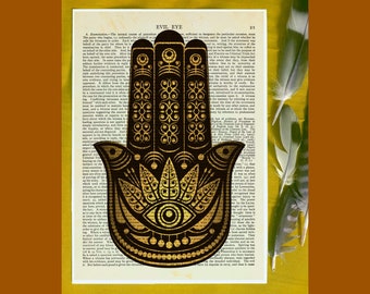 Hamsa Art - Hand Art Print, Hamsa Hand Wall Art, Eclectic Decor, Spirituality Prints, Silver Hamsa, Fatima Hamsa