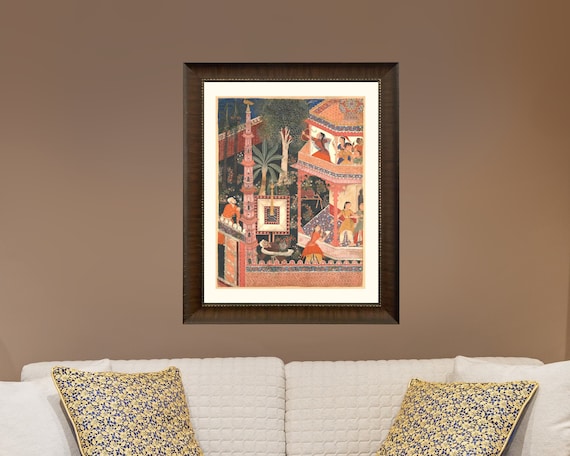 Female Archer Miniature - Mughal Art Print, Eclectic Wall Decor, Princess, Mughal Empire, Princess Prints, Vintage Indian, Mughal Garden