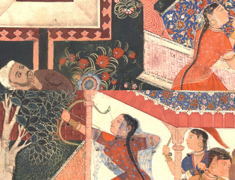 Closeup Archer Princess, Mughal Art, Fine Art Print, Eclectic Wall Art