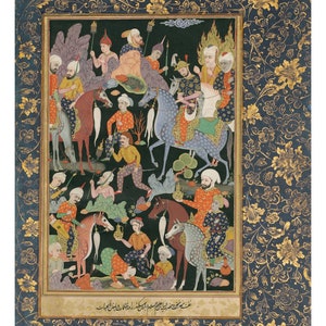 Full view Khidr and Elijah Discover The Water of Life - Eclectic Wall Art, Mughal Art Print, Persian Miniature Art