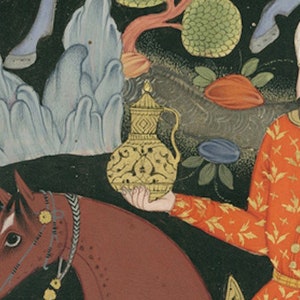Close up Khidr and Elijah Discover The Water of Life - Eclectic Wall Art, Mughal Art Print, Persian Miniature Art