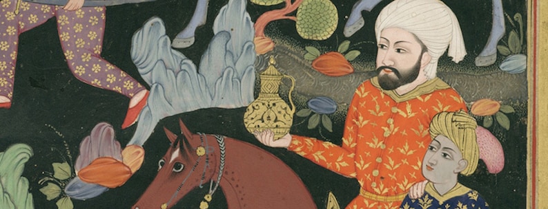 Close up Khidr and Elijah Discover The Water of Life - Eclectic Wall Art, Mughal Art Print, Persian Miniature Art