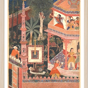 Full view Archer Princess, Mughal Art, Fine Art Print, Eclectic Wall Art