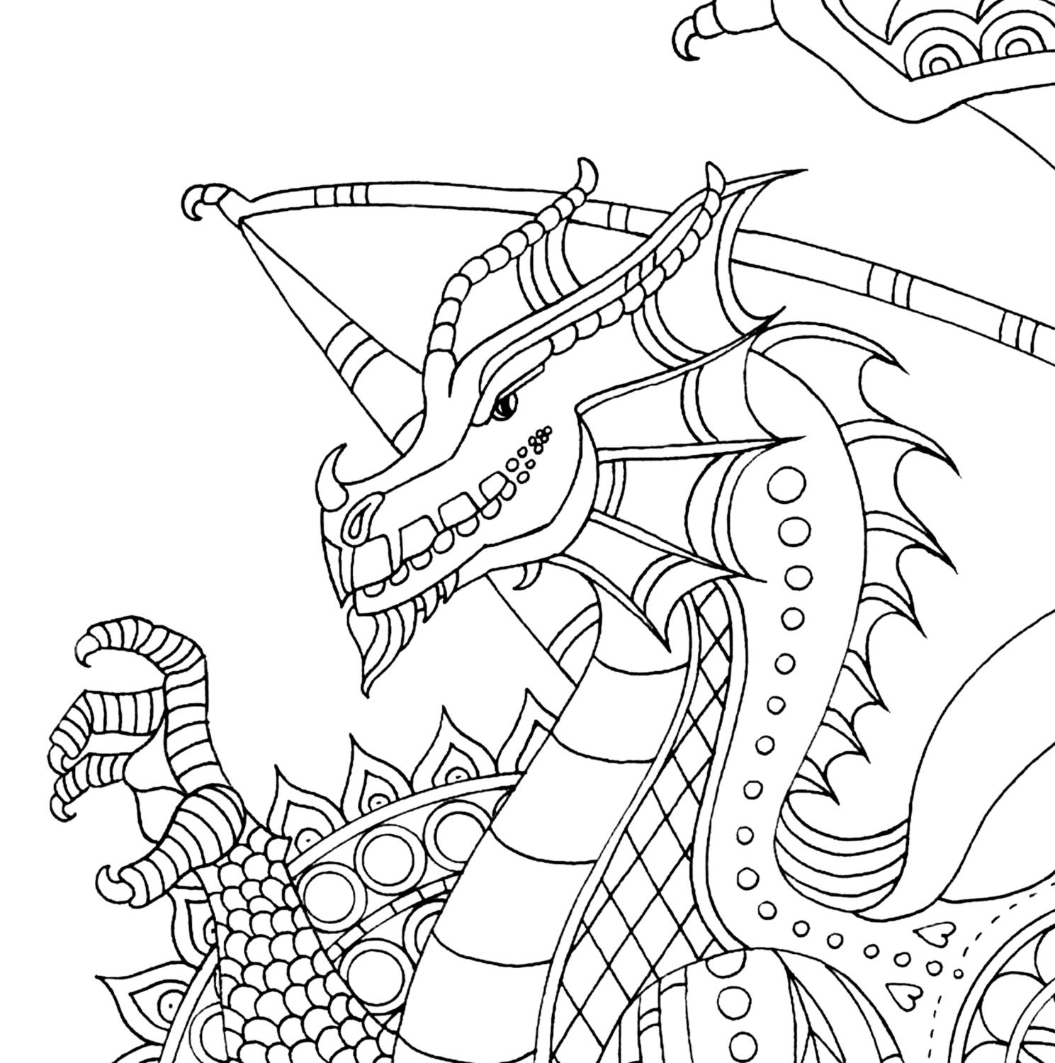 Welsh Dragon Adult Colouring Page Instant PDF Download | Etsy