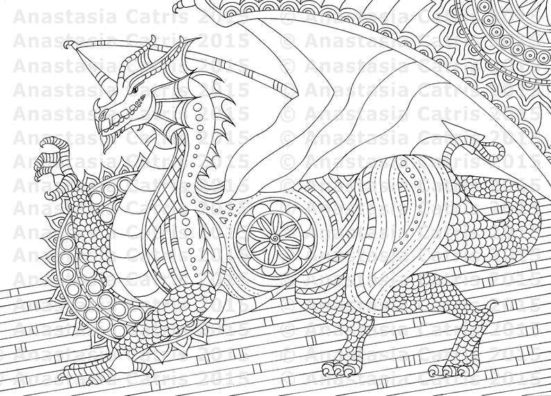 Welsh Dragon Adult Colouring Page Instant PDF Download | Etsy