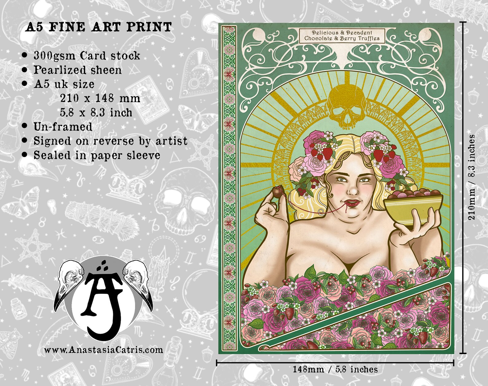 The Fat Lady A5 Art Print Art Nouveau Wall Decor Etsy