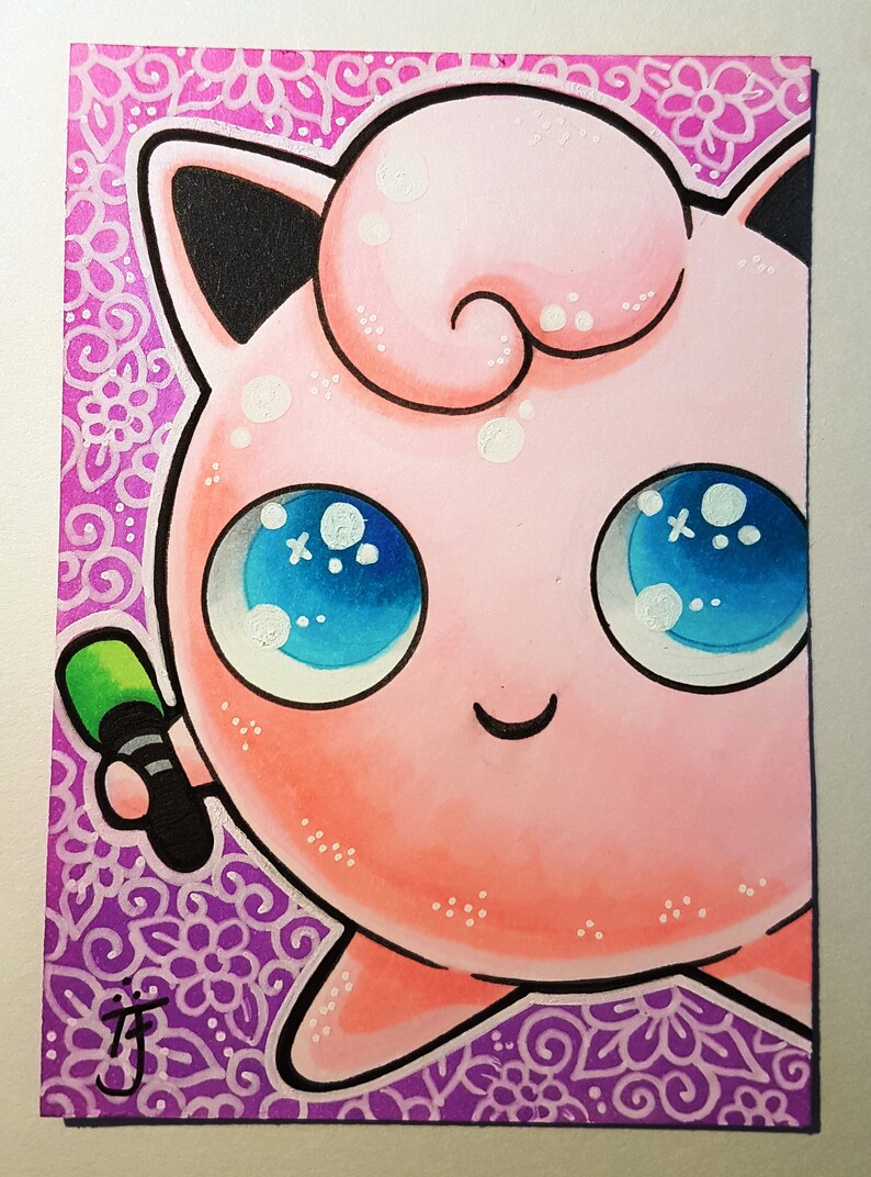 Jigglypuff Pokemon Hand Drawn Sketch Card / ACEO PSC Etsy