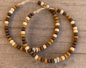 Oversized hoop earrings, lightweight bead earrings, Black woman owned shop.